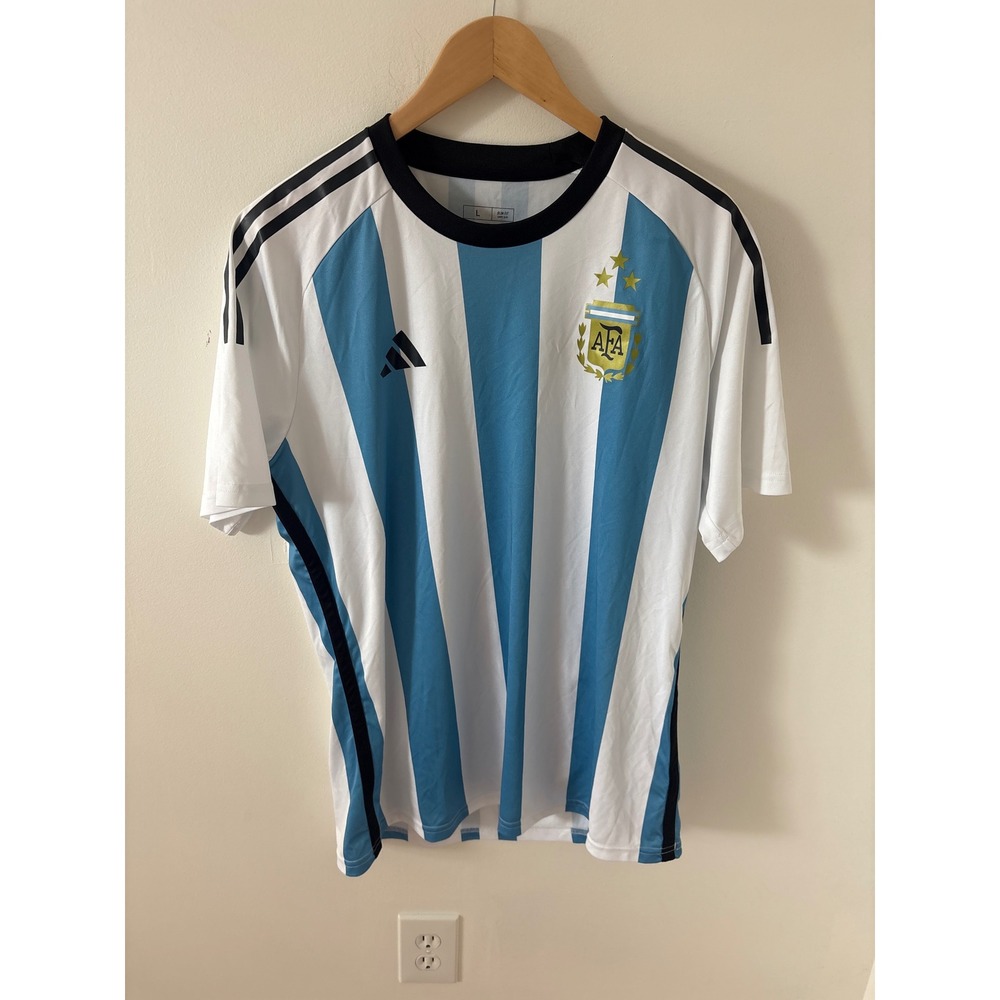 Adidas Argentina Campeones Del Mundo 3 Star Soccer Jersey Blue White Mens L